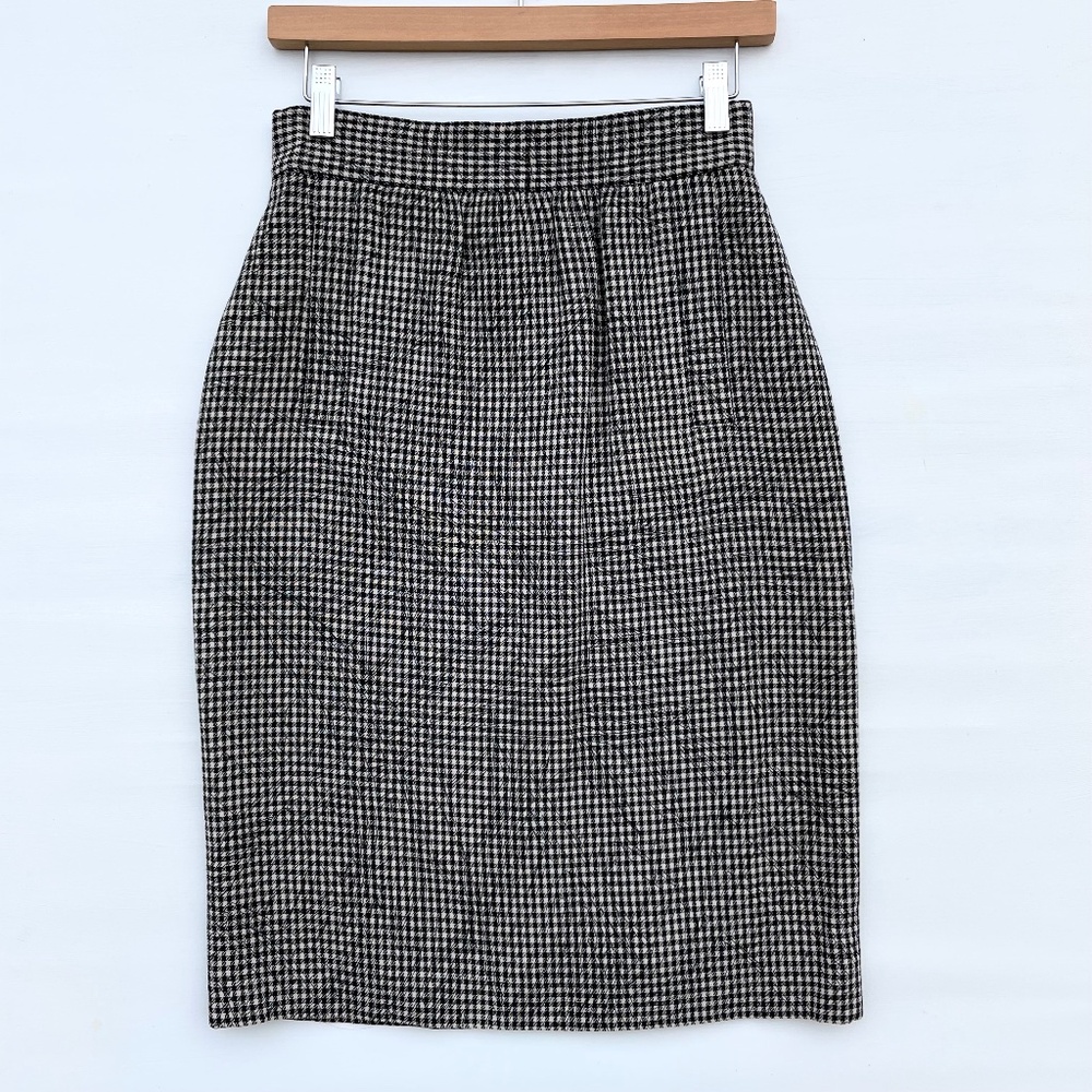 Escada Vintage Pencil Skirt Womens Sz 6 Houndstooth High Rise Office Minimalist